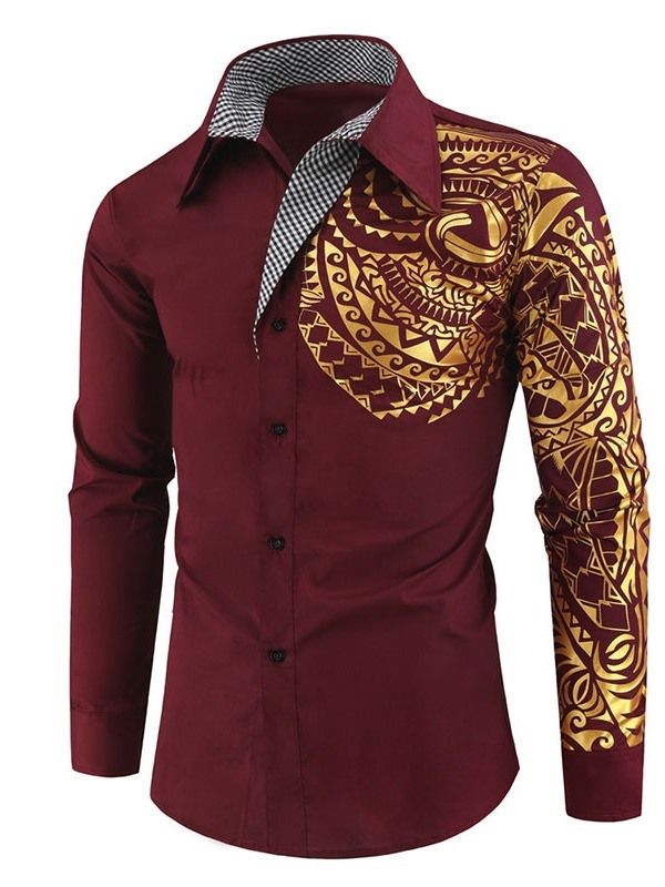 Blommig Casual Print Slim Skjorta För Män