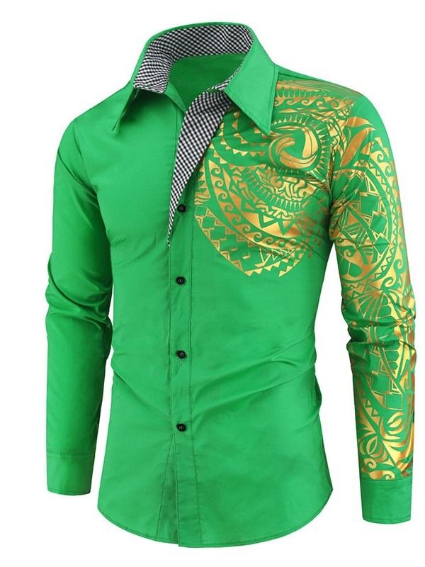 Blommig Casual Print Slim Skjorta För Män