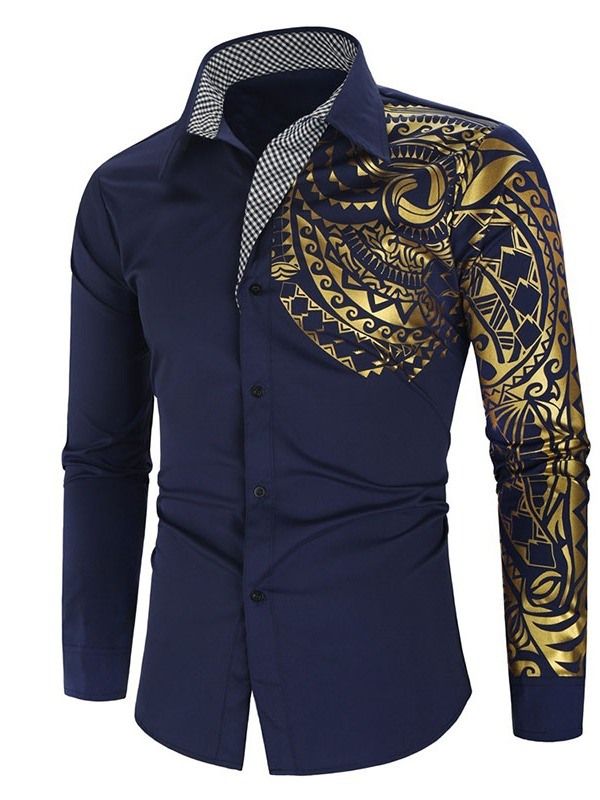 Blommig Casual Print Slim Skjorta För Män