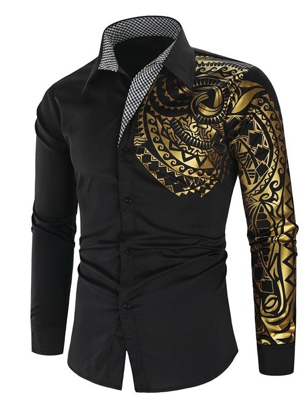 Blommig Casual Print Slim Skjorta För Män