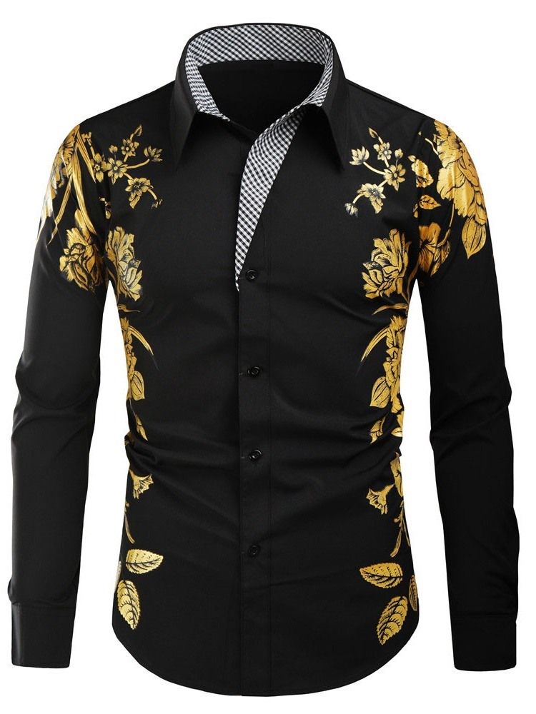 Blommig Lapel Casual Fall Slim Shirt