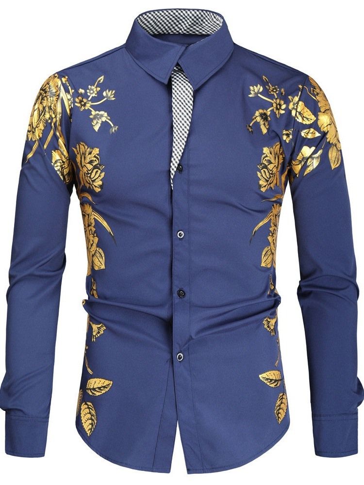 Blommig Lapel Casual Fall Slim Shirt