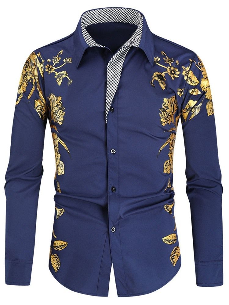 Blommig Lapel Casual Fall Slim Shirt