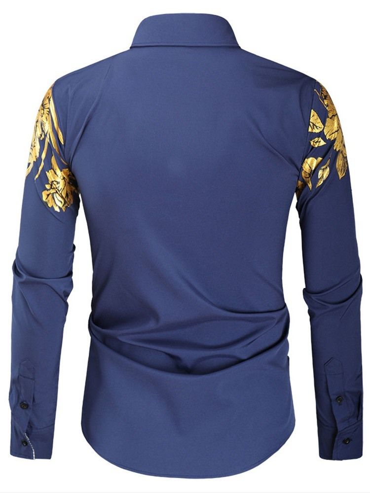 Blommig Lapel Casual Fall Slim Shirt