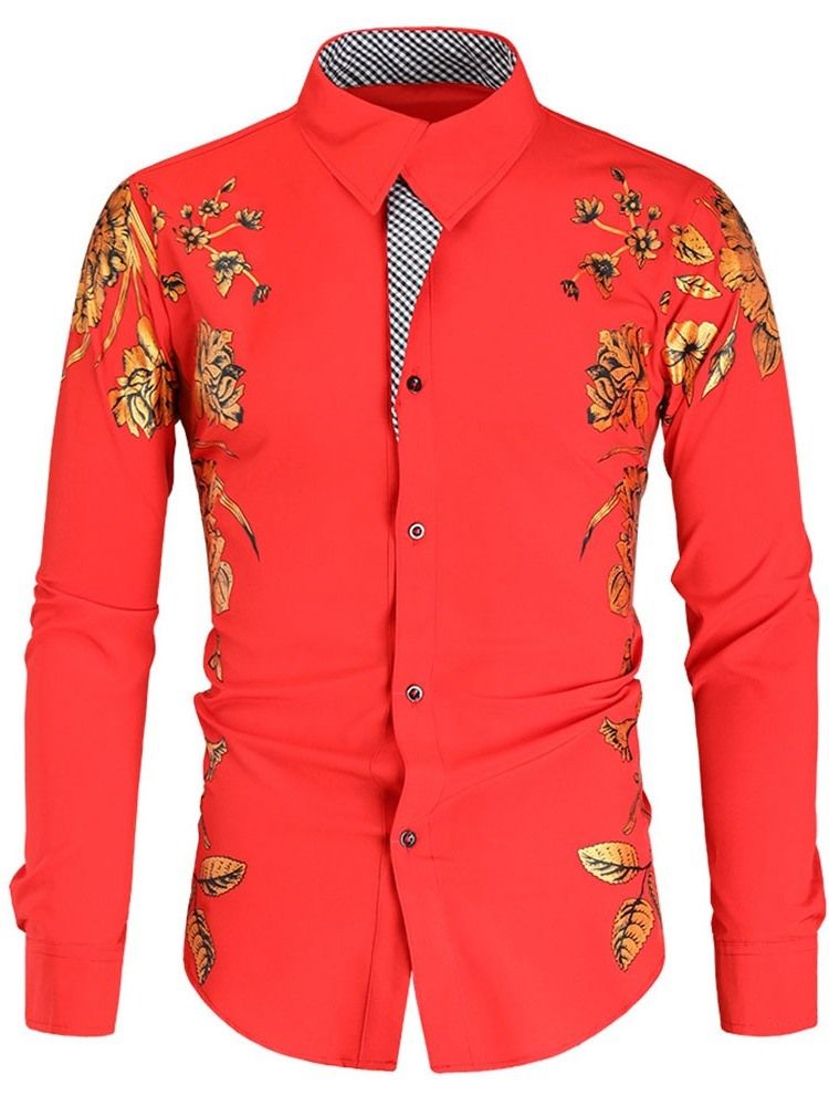 Blommig Lapel Casual Fall Slim Shirt