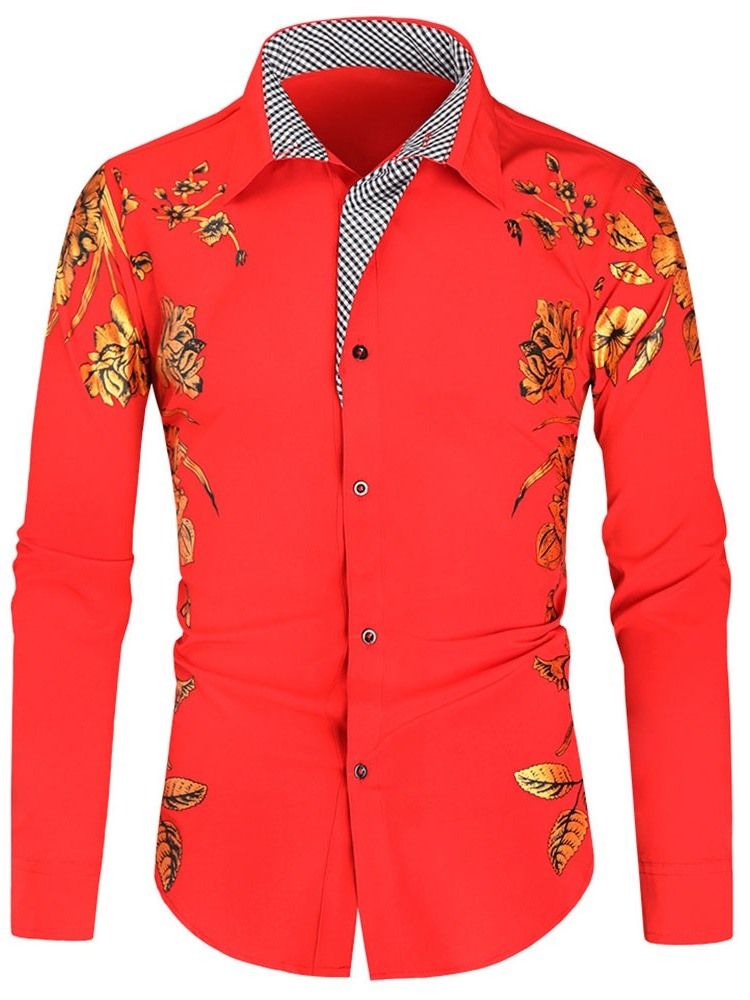 Blommig Lapel Casual Fall Slim Shirt