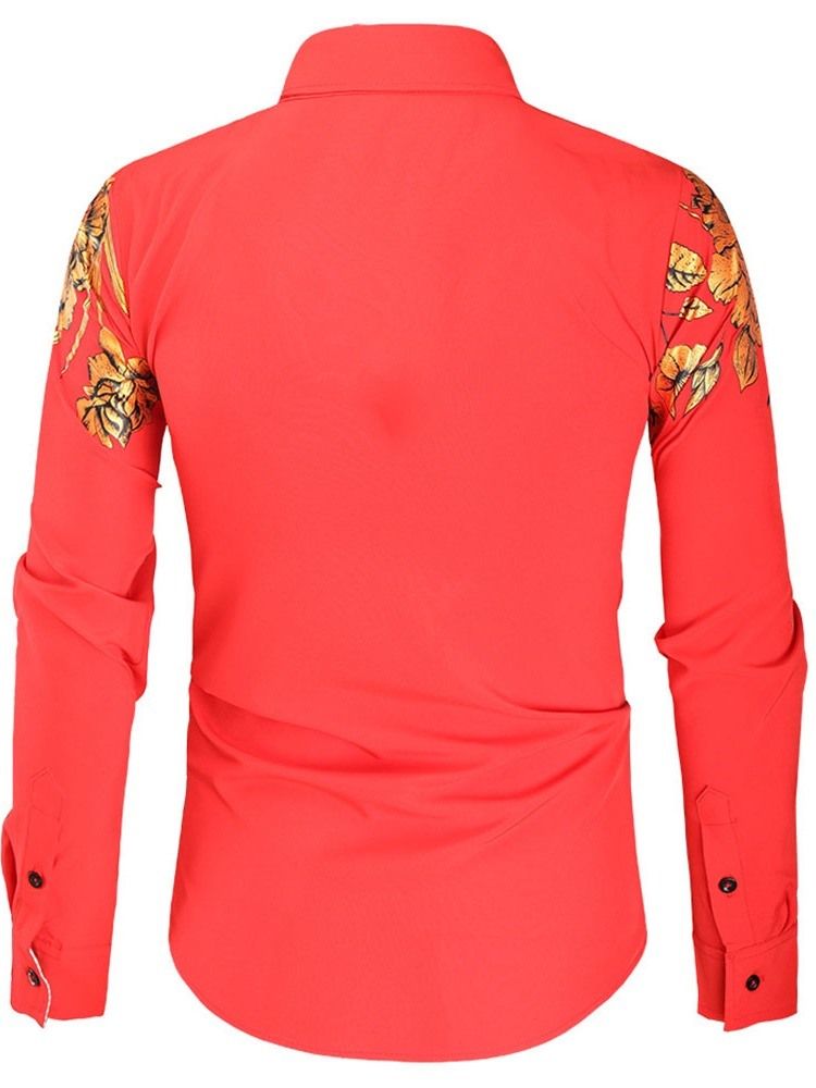 Blommig Lapel Casual Fall Slim Shirt