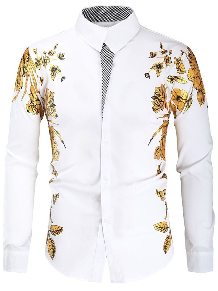 Blommig Lapel Casual Fall Slim Shirt