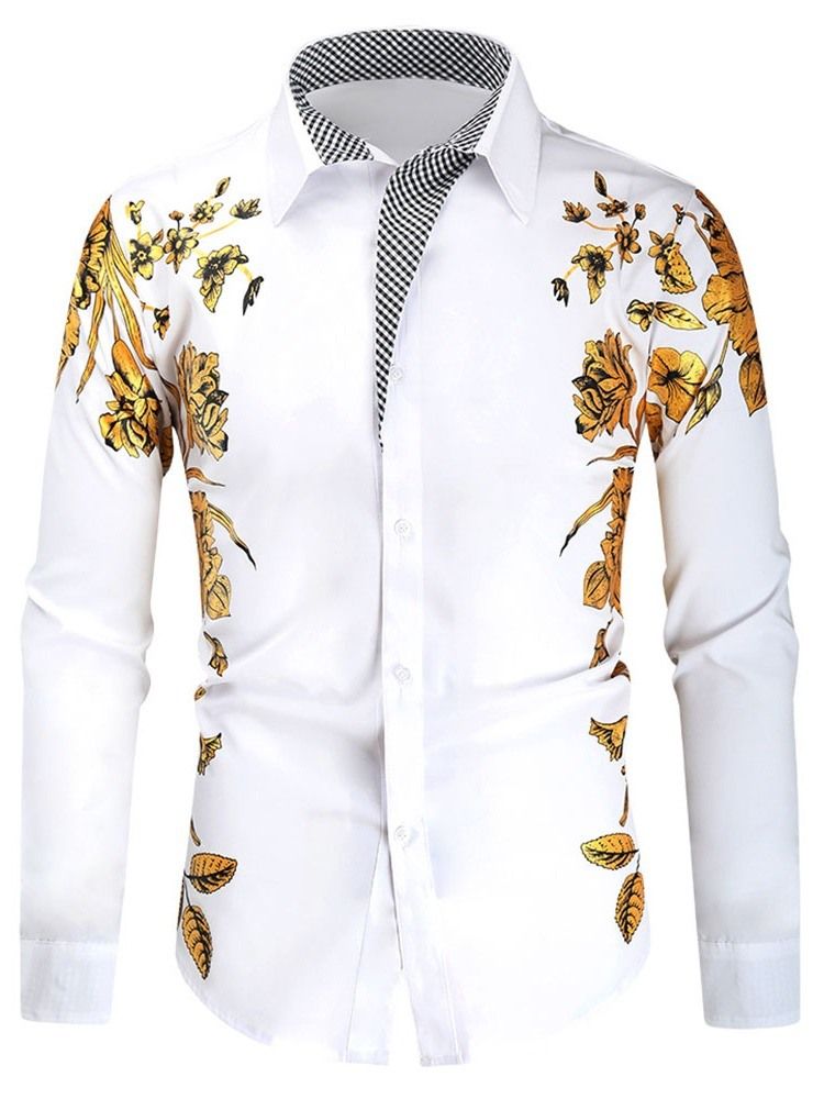 Blommig Lapel Casual Fall Slim Shirt