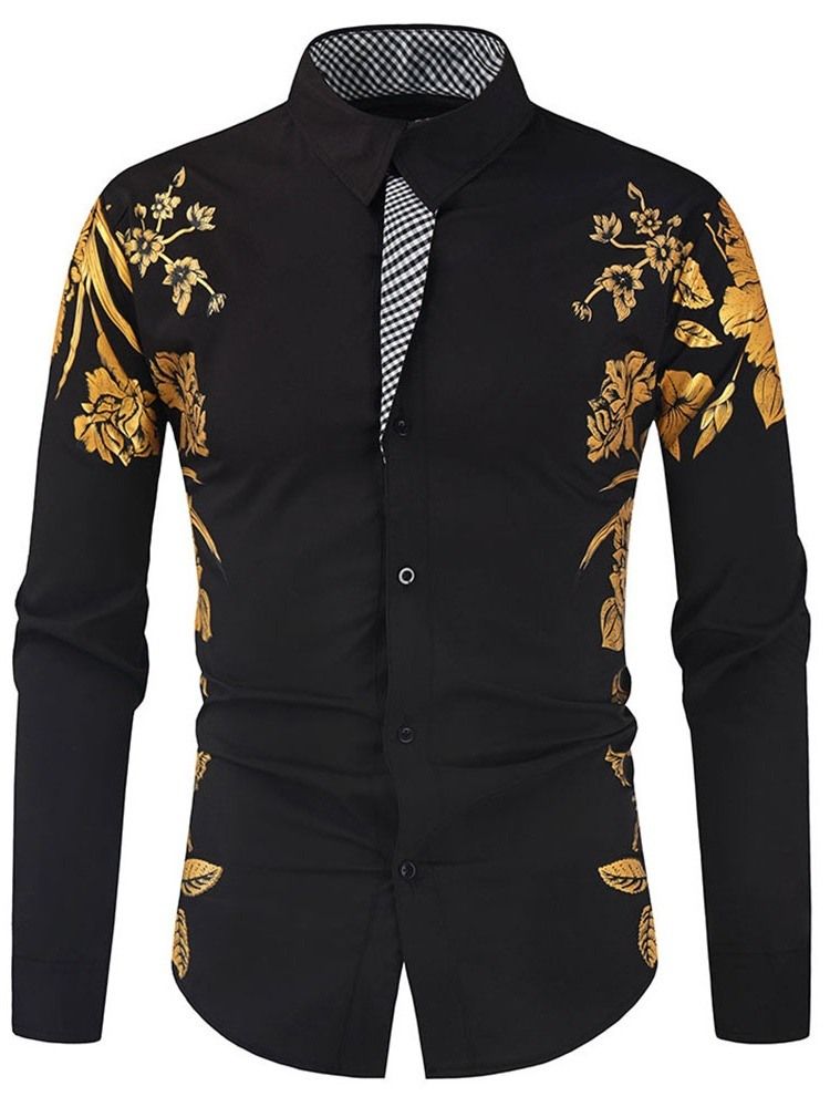 Blommig Lapel Casual Fall Slim Shirt