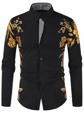 Blommig Lapel Casual Fall Slim Shirt