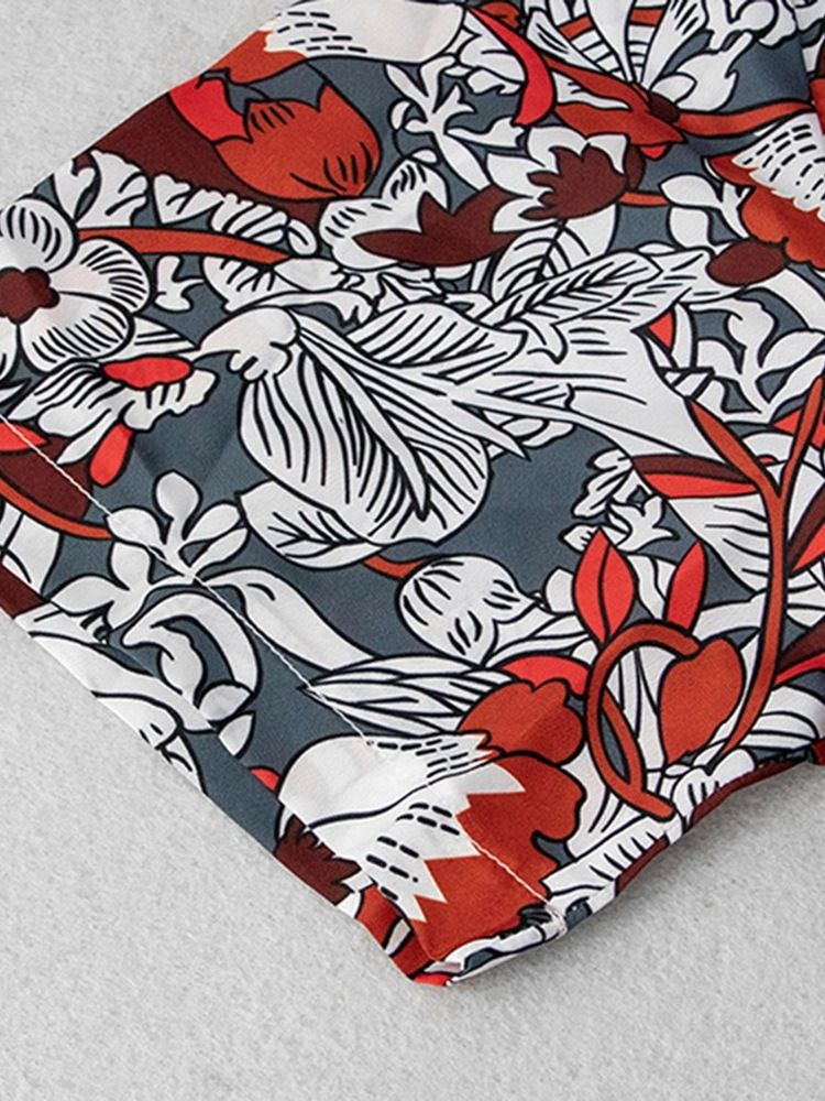 Blommig Lapel Enkelknäppt Herrskjorta