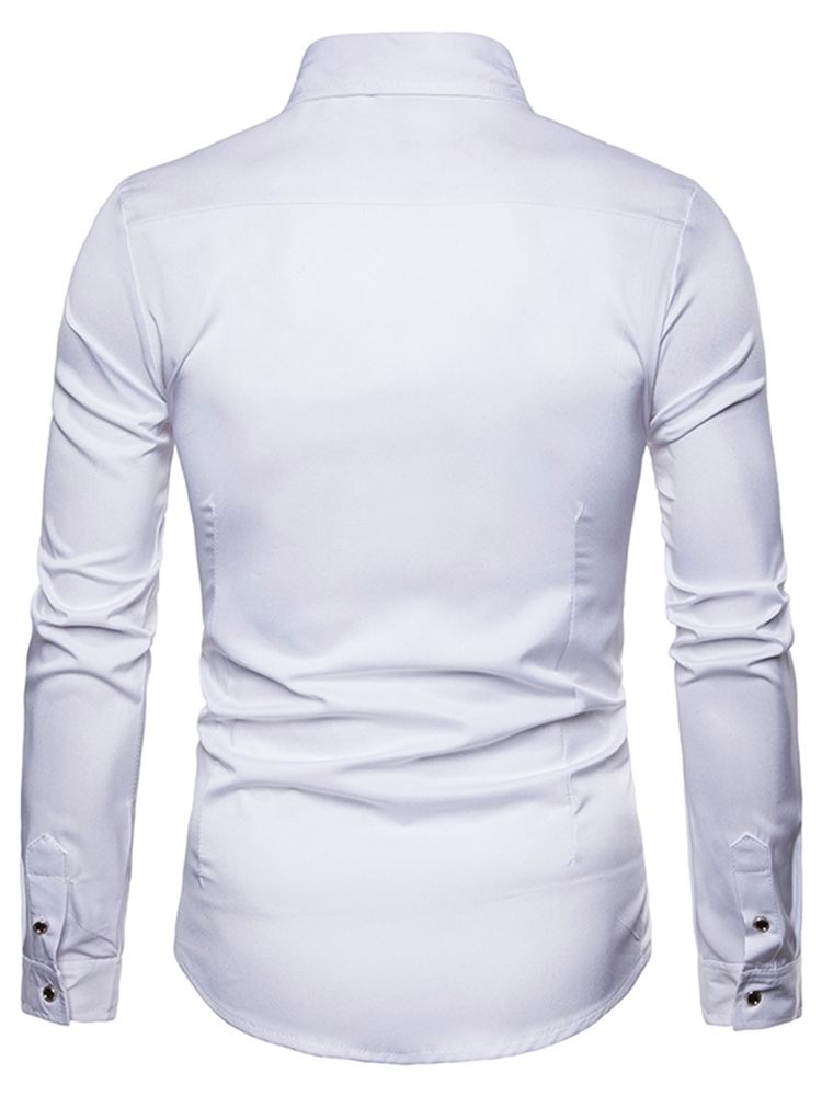 Blommig Tryckt Slim Button Up Lapel Mäns Casual Klänning Shirts
