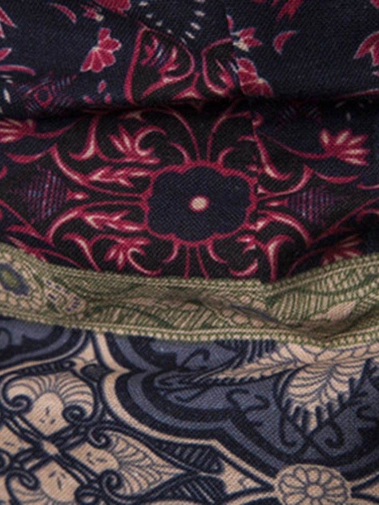 Blommönster Lapel Enkelknäppt Slim Shirt För Män