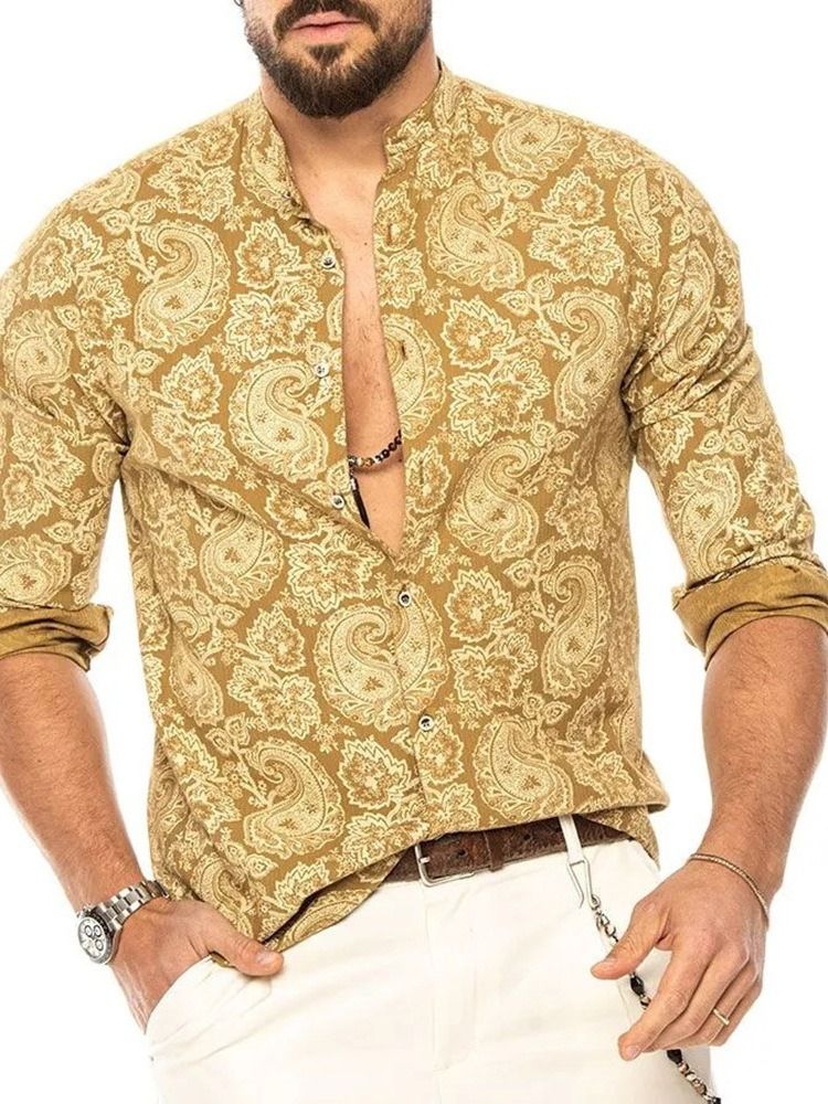 Blommönster Slim Enkelknäppt Herrskjorta