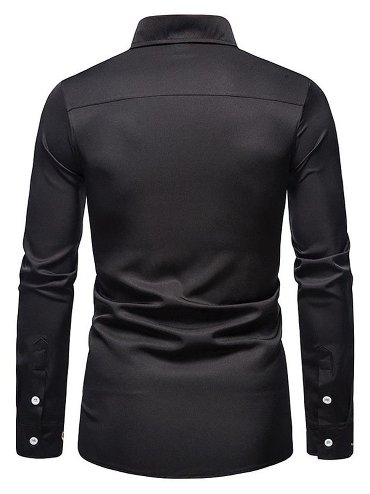 Broderi Vintage Lapel Slim Spring Shirt För Män