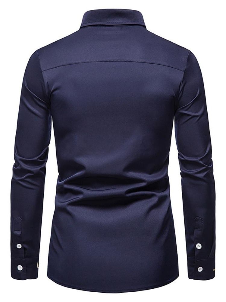 Broderi Vintage Lapel Slim Spring Shirt För Män
