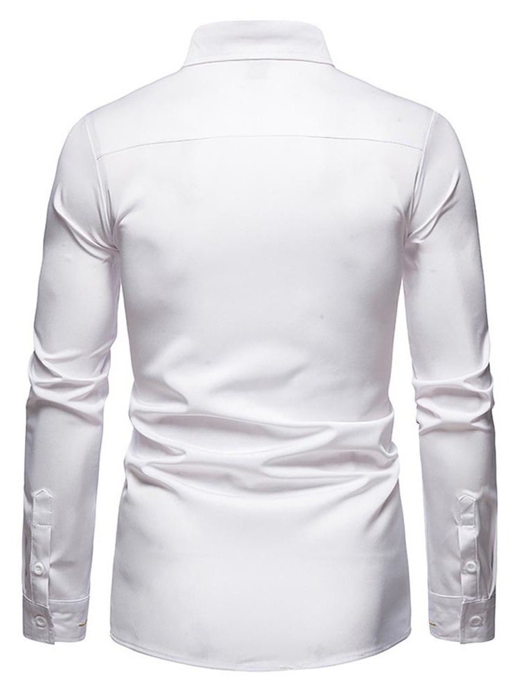 Broderi Vintage Lapel Slim Spring Shirt För Män