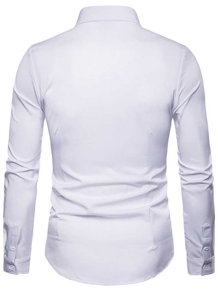Broderitryckta Slim Button Up Mäns Fritidsskjortor
