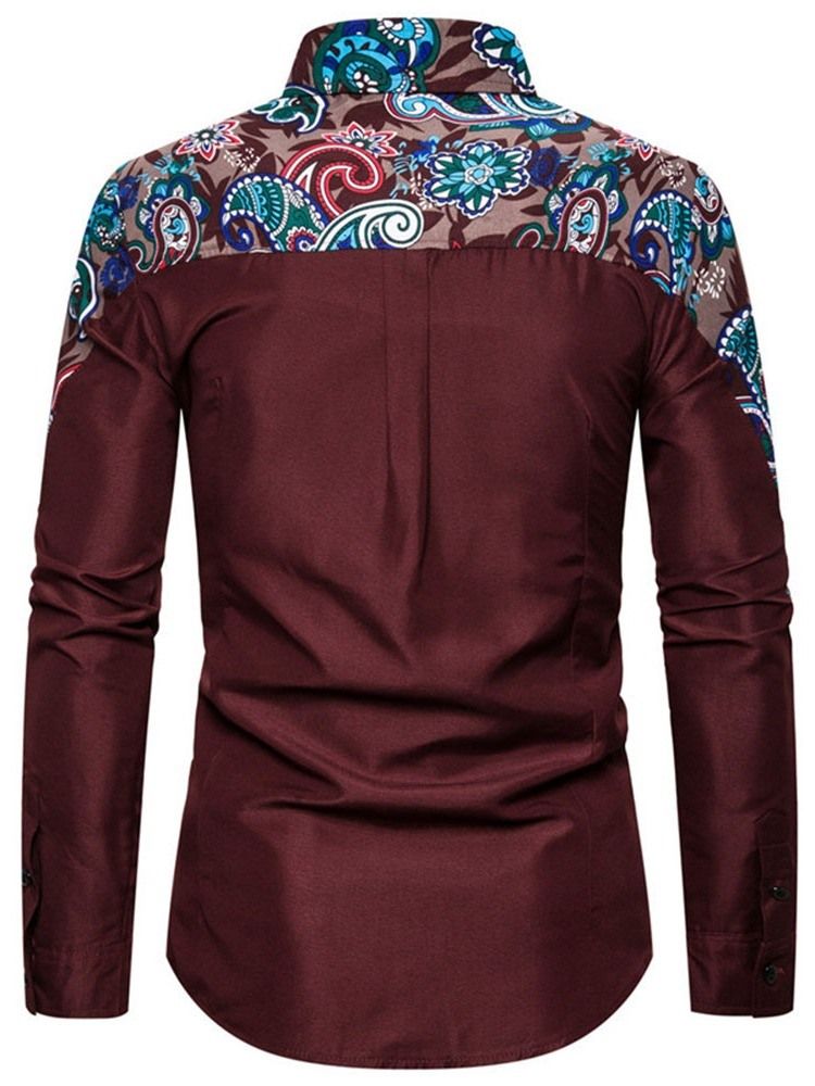 Button Blommig Casual Enkelknäppt Slimmad Skjorta För Män