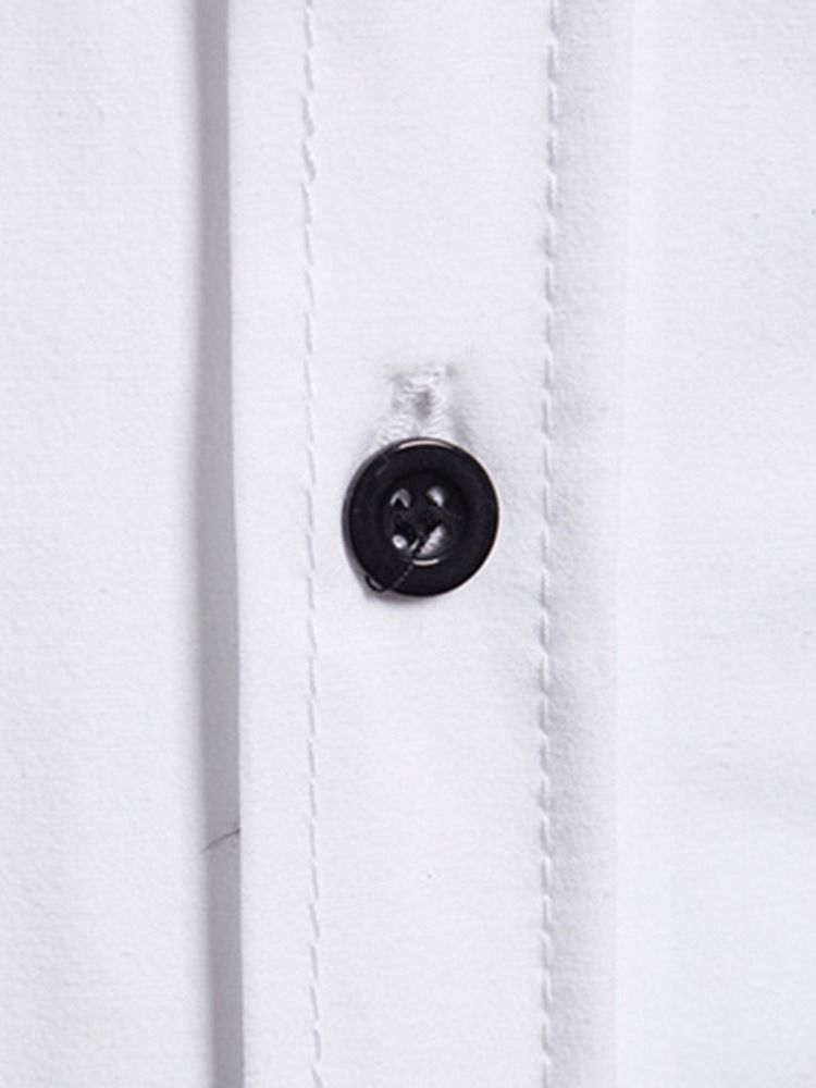 Button Lapel Casual Enkelknäppt Smal Herrskjorta