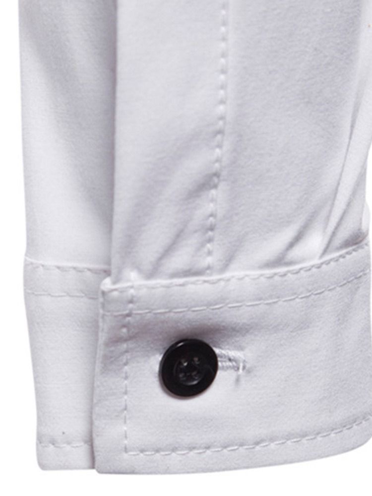 Button Lapel Casual Enkelknäppt Smal Herrskjorta