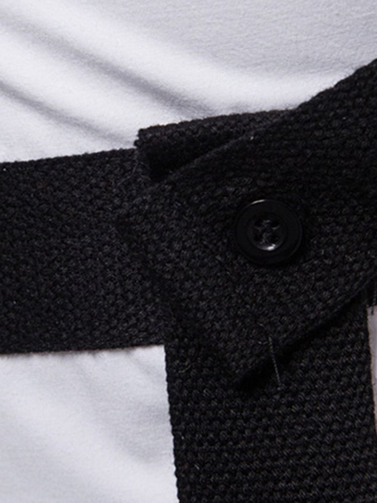 Button Lapel Casual Enkelknäppt Smal Herrskjorta