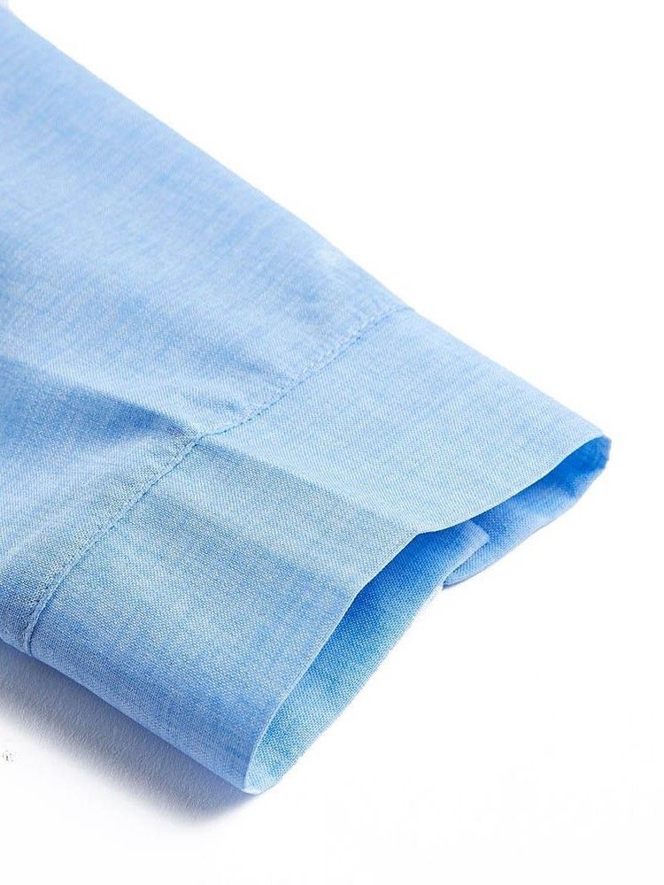 Button Lapel Casual Långärmad Slimmad Skjorta För Män