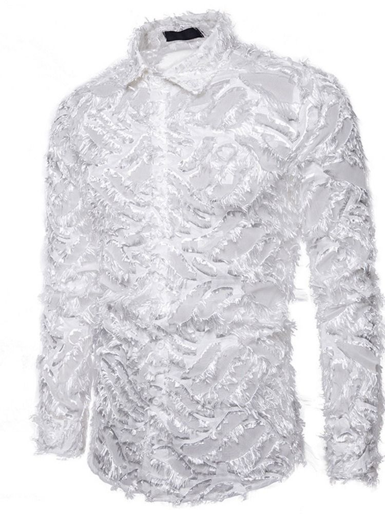 Button Lapel Fashion Enkelknäppt Slim Shirt