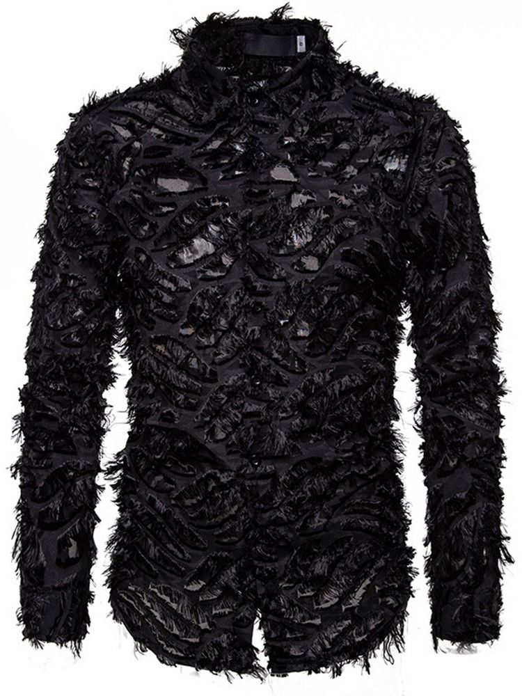Button Lapel Fashion Enkelknäppt Slim Shirt
