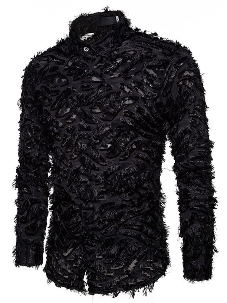 Button Lapel Fashion Enkelknäppt Slim Shirt