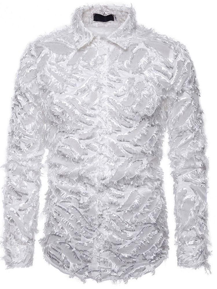 Button Lapel Fashion Enkelknäppt Slim Shirt