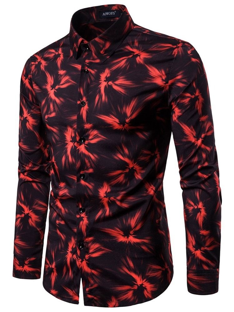 Button Lapel Fashion Slim Shirt För Män