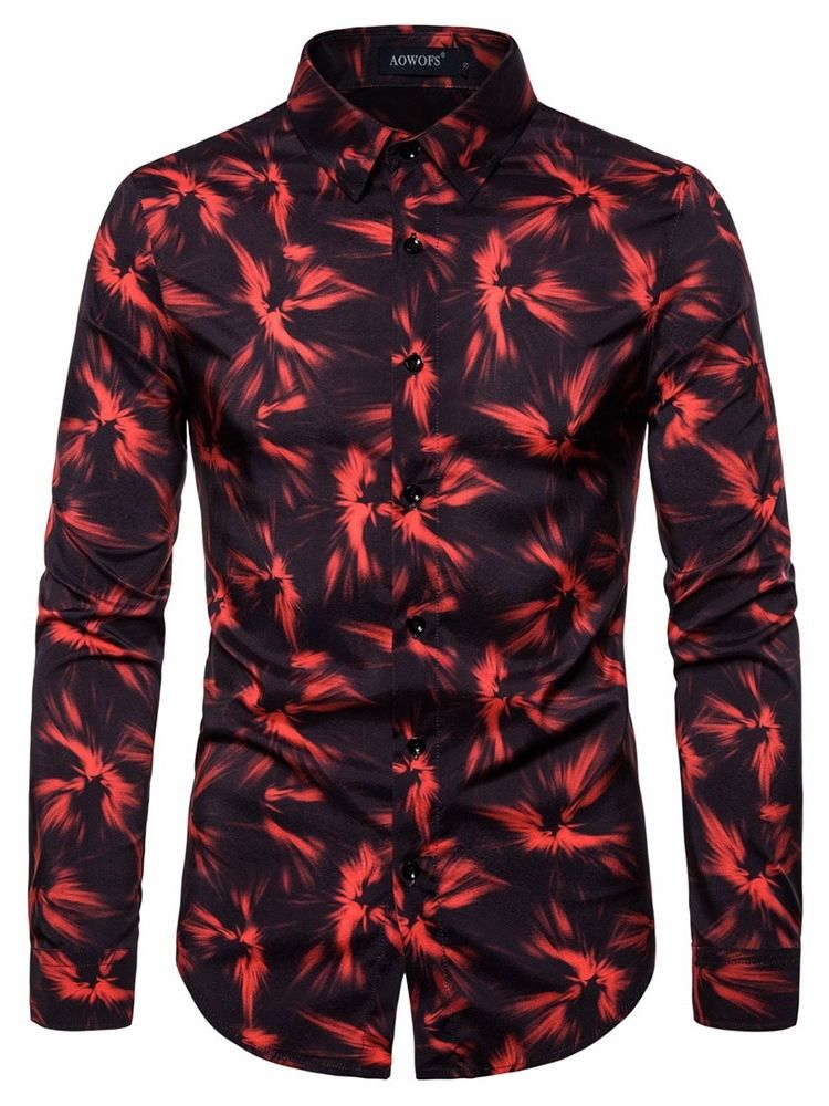 Button Lapel Fashion Slim Shirt För Män