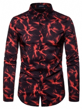 Button Lapel Fashion Slim Shirt För Män