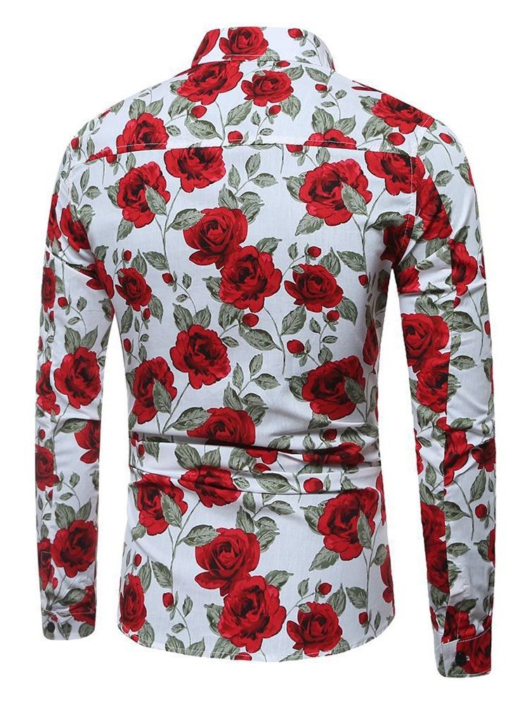 Casual Blommönster Slim Fall Herrskjorta