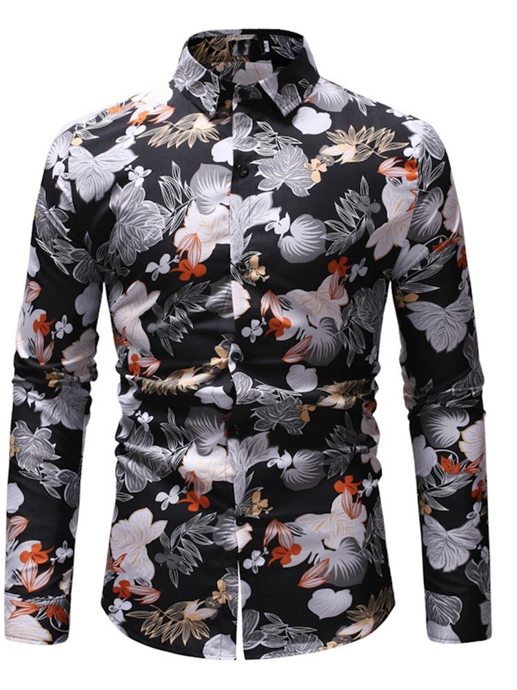 Casual Blommönster Slim Fall Herrskjorta