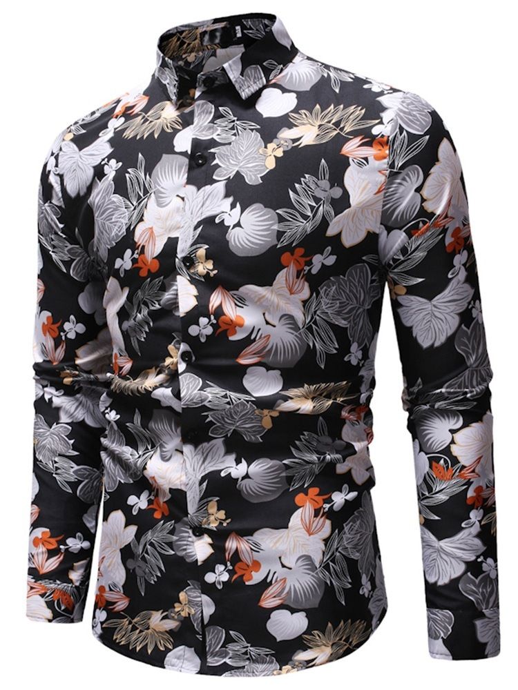 Casual Blommönster Slim Fall Herrskjorta