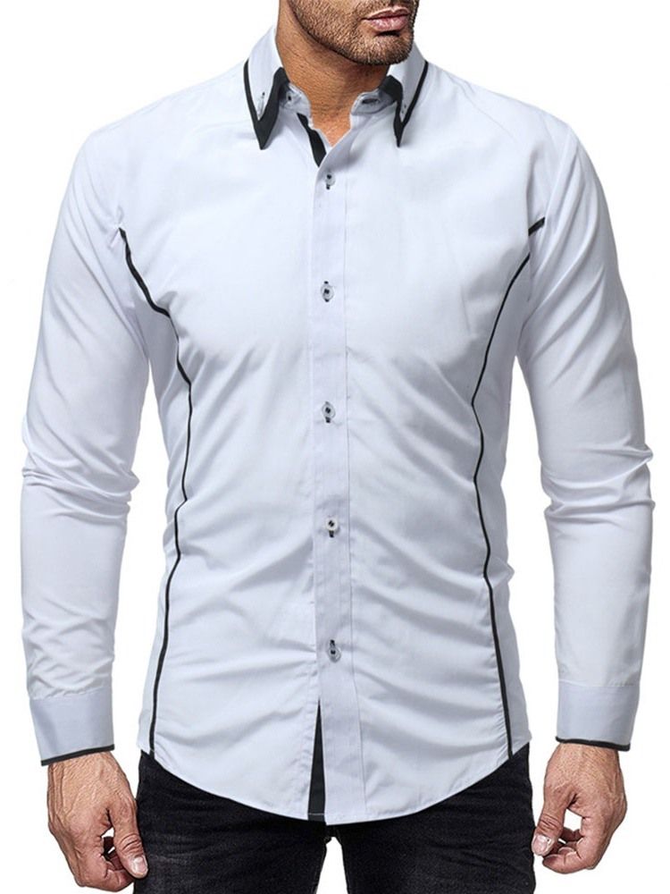 Casual Button Lapel Enkelknäppt Herrskjorta