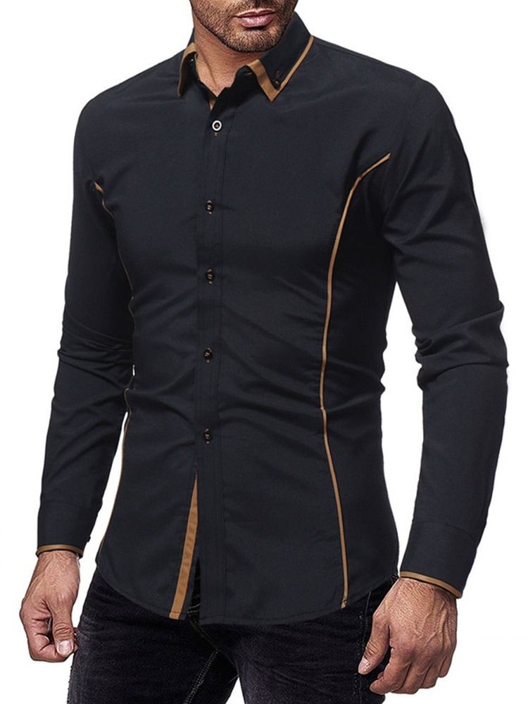 Casual Button Lapel Enkelknäppt Herrskjorta