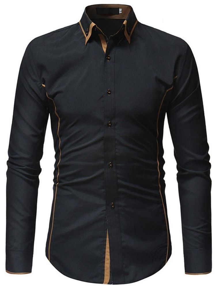 Casual Button Lapel Enkelknäppt Herrskjorta