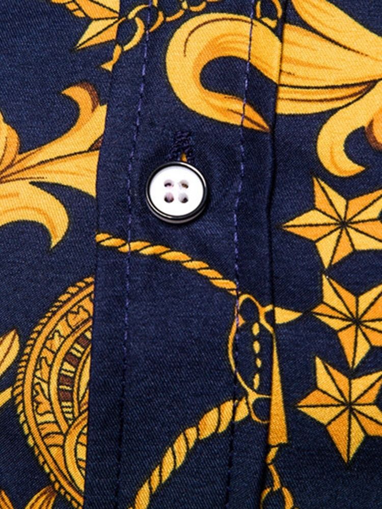 Casual Color Block Button Enkelknäppt Herrskjorta