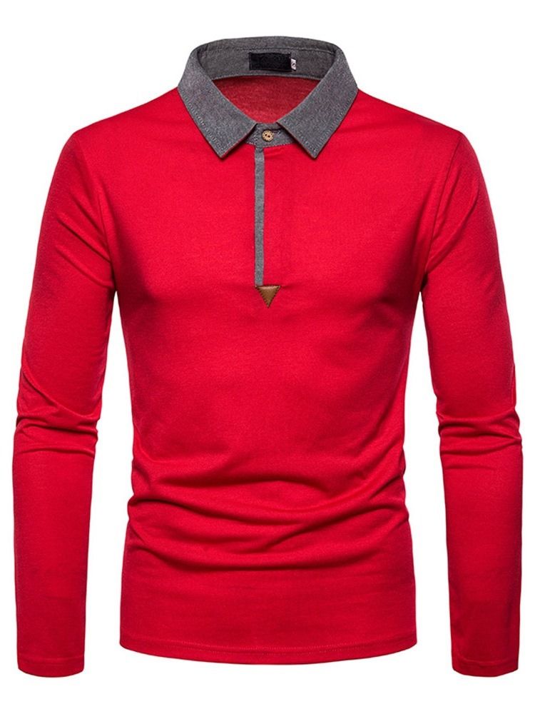 Casual Color Block Pikétröja För Män