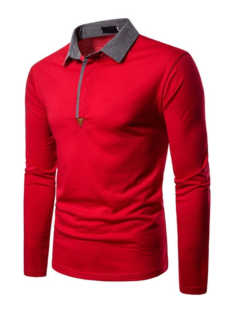 Casual Color Block Pikétröja För Män
