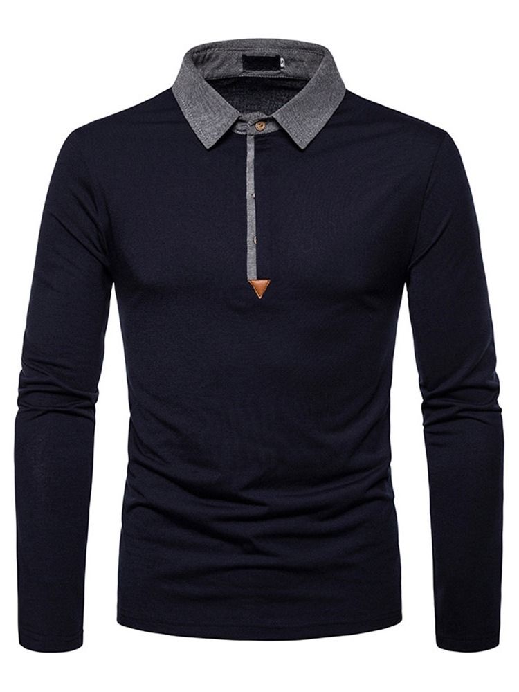 Casual Color Block Pikétröja För Män