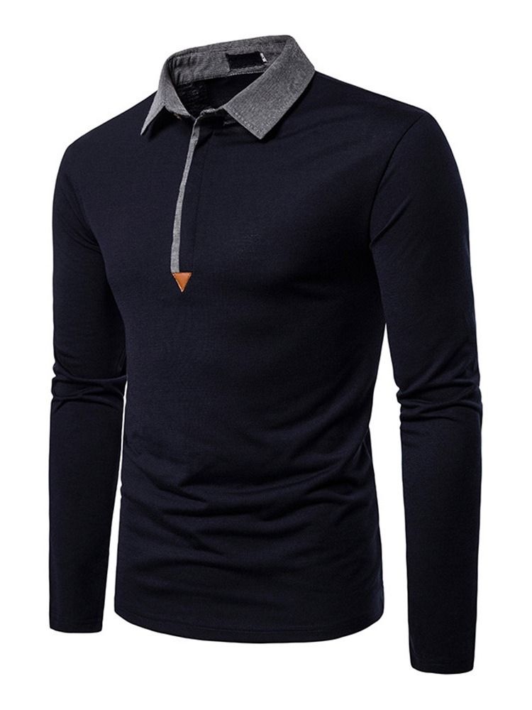 Casual Color Block Pikétröja För Män
