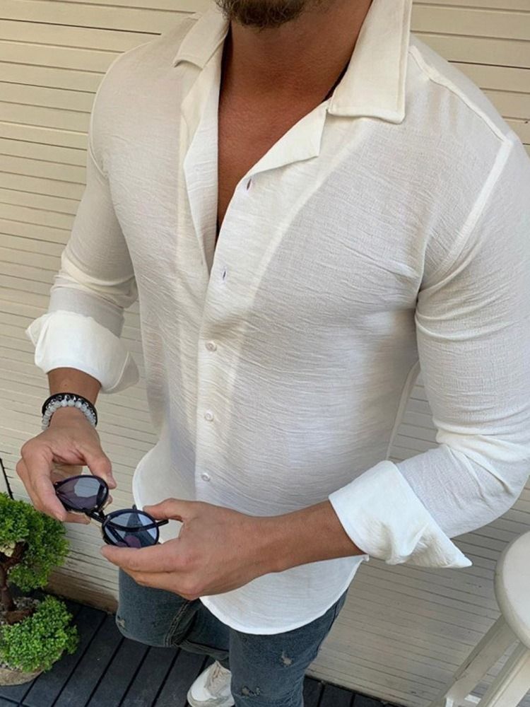 Casual Lapel Enkel Enkelknäppt Smal Skjorta