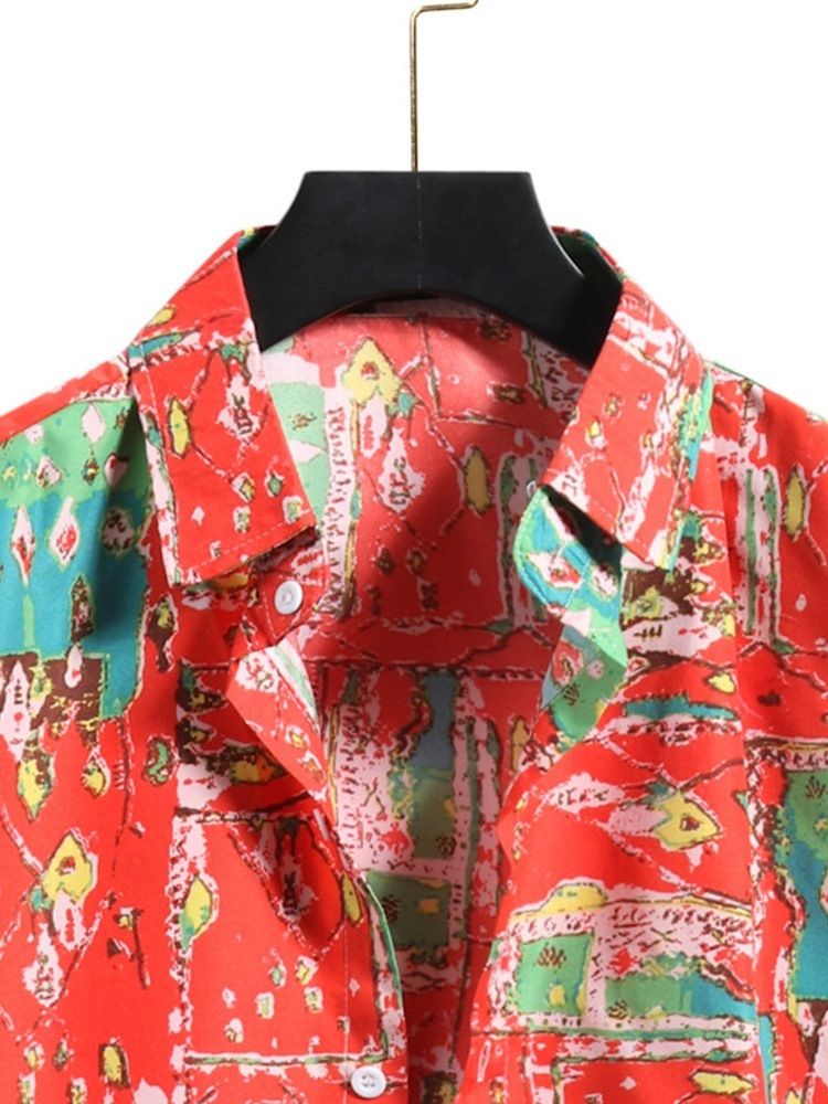 Casual Lapel Patchwork Enkelknäppt Tröja För Män
