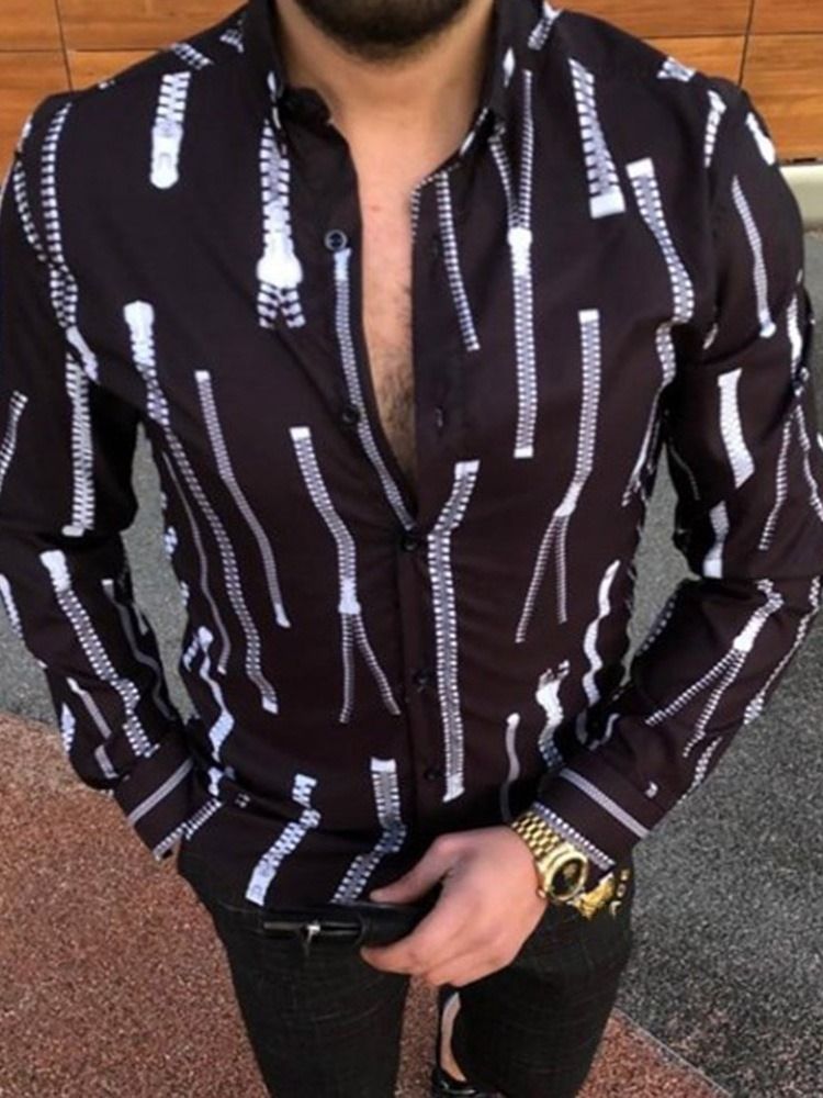 Casual Lapel Print Spring Slim Casual Shirt