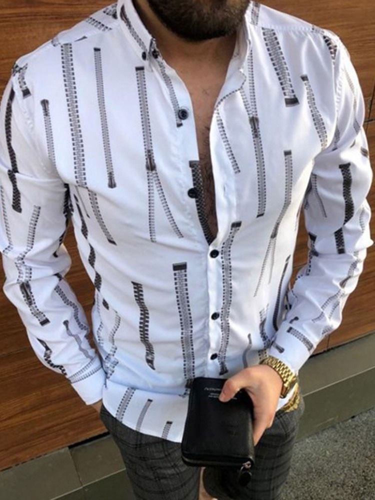 Casual Lapel Print Spring Slim Casual Shirt